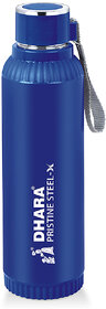 Dhara Stainless Steel Quench 900 Inner Steel and Outer Plastic Water Bottle, 700ml, Blue  BPA Free  Leak Proof  Offic