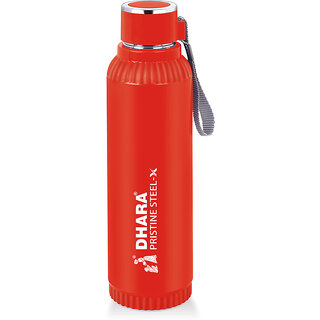 Dhara Stainless Steel Quench 900 Inner Steel and Outer Plastic Water Bottle, 700ml, Red  BPA Free  Leak Proof  Office