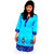 The Mini Needle Blue Cotton Floral Stitched Kurti For Women