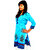 The Mini Needle Blue Cotton Floral Stitched Kurti For Women