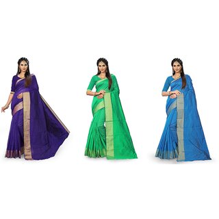 SVB Sarees Multicolour Art Silk Saree With Blouse Piece