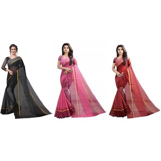 SVB Sarees Multicolour Art Silk Saree With Blouse Piece