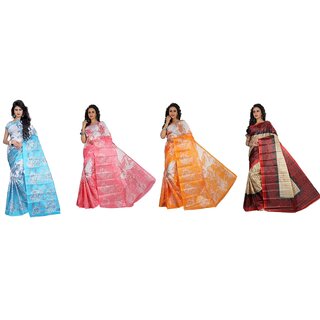 SVB Sarees Multicolour Taffeta Silk Saree Without Blouse Piece