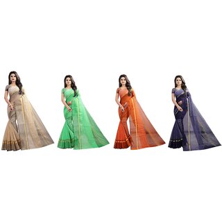 SVB Sarees Multicolour Art Silk Saree With Blouse Piece