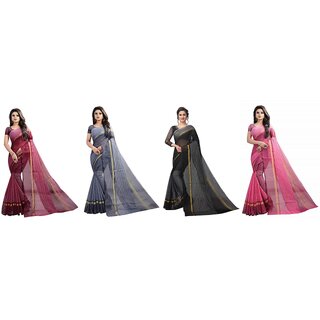 SVB Sarees Multicolour Art Silk Saree With Blouse Piece