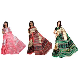 SVB Sarees Multicolour Taffeta Silk Saree Without Blouse Piece