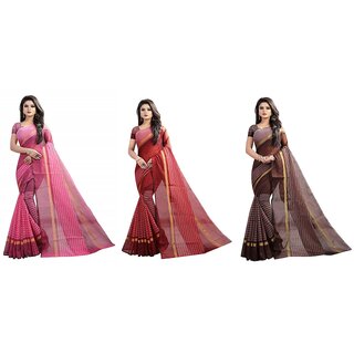 SVB Sarees Multicolour Art Silk Saree With Blouse Piece