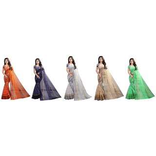 SVB Sarees Multicolour Art Silk Saree With Blouse Piece