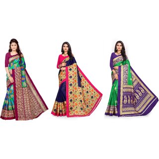 SVB Sarees Multicolour Printed Saree Pack Of 3