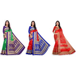SVB Sarees Multicolour Printed Saree Pack Of 3
