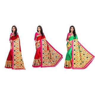 SVB Sarees Multicolour Printed Saree Pack Of 3