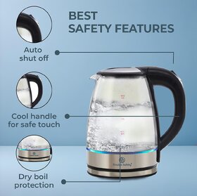 Double Safety Electric Kettle 2.0 Litre Transparent Top Scarlet Design For Hot Water, Tea, Coffee, Multipurpose