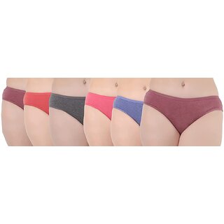 LOVING CARE Pack of 6 panty Women Bikini Multicolor Panty(BRZ0024)