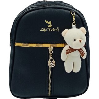 Life Today Backpack Fashion Vegan Leather Small Daypacks Purse for Girls and Women Waterproof Daypack (Black, 3 L)