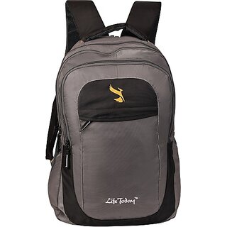 Life Today Large 37 L Laptop Backpack 37 Litres Grey 15.6 Inch Water Resistance Polyester Laptop Backpack 37 L Laptop Backpack (Grey) (Grey)
