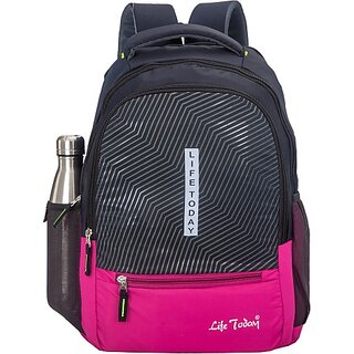 Life Today Large 35 L Backpack School Bags Backpacks for Boys Girls Stylish Men and Women College Office (Black)