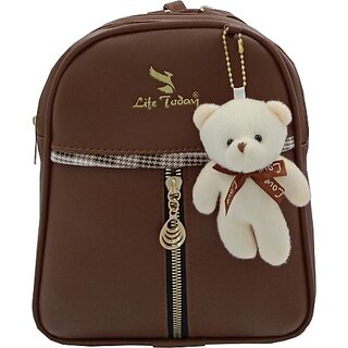 Backpack Fashion Vegan Leather Small Daypacks Purse for Girls and Women Waterproof Daypack (Brown, 3 L)