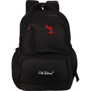 Life Today Medium 26 L Laptop Backpack 26 Litres Black 15.6 Inch Water Resistance Polyester Laptop Backpack 26 L Laptop Backpack (Black) (Black)