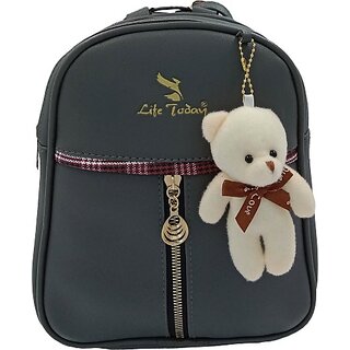 Life Today Backpack Fashion Vegan Leather Small Daypacks Purse for Girls and Women Waterproof Daypack (Grey, 3 L)