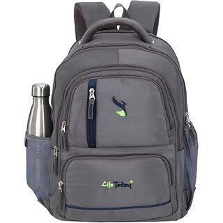 Life Today Medium 26 L Laptop Backpack 26 Litres Grey 15.6 Inch Water Resistance Polyester Laptop Backpack 26 L Laptop Backpack (Grey) (Grey)