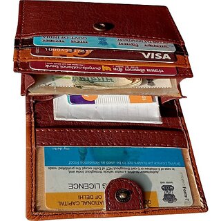 EAGLEBUZZ Men Tan Genuine Leather Wallet - Mini (9 Card Slots)