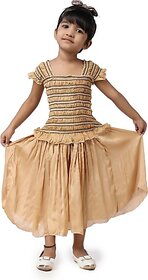 EAGLEBUZZ Baby Girls Below Knee Casual Dress (Brown, Short Sleeve)