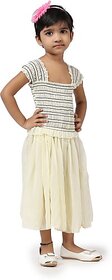 EAGLEBUZZ Barbie Baby Girls Calf Length Casual Dress (Beige, Short Sleeve)