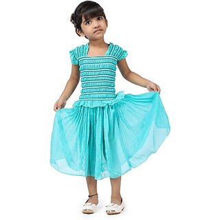 EAGLEBUZZ Barbie Baby Girls Below Knee Casual Dress (Blue, Short Sleeve)