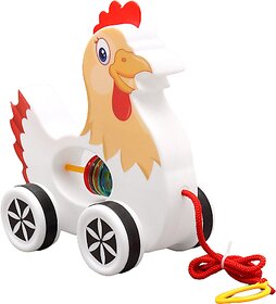 Virgo Toys Pull Along Buddy Chicken - White, For Kids Encourages Walking  For Age 18 Months  Above