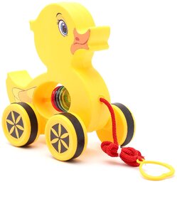 Virgo Toys Pull Along Buddy Duck - Yellow, For Kids Encourages Walking  For Age 18 Month  Above