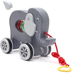 Virgo Toys Pull Along Buddy Elephant - Grey, For Kids Encourages Walking  For Age 18 Month  Above