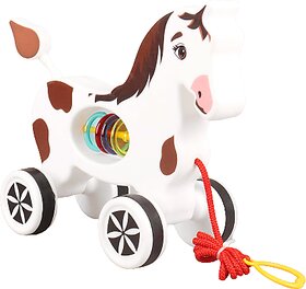 Virgo Toys Pull Along Buddy Horse - White, For Kids Encourages Walking  For Age 18 Month  Above
