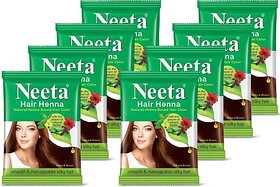 Neeta Natural Herbal Henna powder for hair with 5 herbs 25 gm each (Pack Of 8) (200 g)