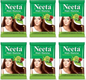 Neeta Natural Herbal Henna powder for hair with 5 herbs 50 g (Pack Of 6) (300 g)