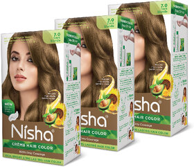 Nisha Cream Hair Color Rich Bright Long Lasting Hair Colouring For Ultra Soft Deep Shine 100% Grey Coverage Dark Blonde (Pack of 3) , Dark Blonde