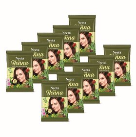 Neeta 100% Pure Natural & Organic Henna For Hair Color & Hair Care 15g (Pack of 10) , Natural Brown