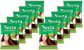 Neeta Natural Herbal Henna powder for hair with 5 herbs 15 g (Pack Of 10) (150 g)