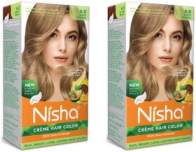 Nisha Cream Hair Color Rich Bright Long Lasting Hair Colouring For Ultra Soft Deep Shine 100% Grey Coverage Light Blonde (Pack of 2) , Light Blonde