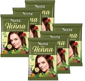 Neeta Pure Henna For Hair Color & Hair Care 50g (Pack of 6) (300 g)