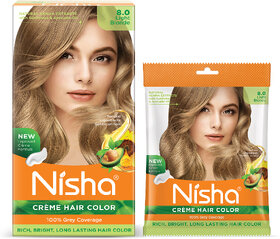 Nisha Creme Based Hair Color Box with Pouch 200 gm (Pack Of 2) , Light Blonde