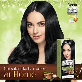 Neeta Professional Fashion Color Kit Permanent Hair Color Natural Black.1.0 , Black