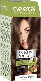 Neeta Professional Fashion Color Kit Permanent Hair Color Dark Brown 3.0 (Pack Of 1) , Dark Brown