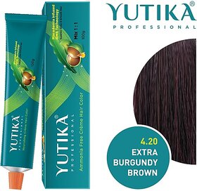 Yutika Professional Creme Hair Color , Extra Burgundy Brown 4.20