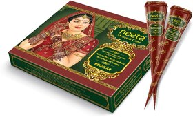 (Pack of 12) Neeta Mehendi Cone Temporary Tattoos Women Natural Mehendi