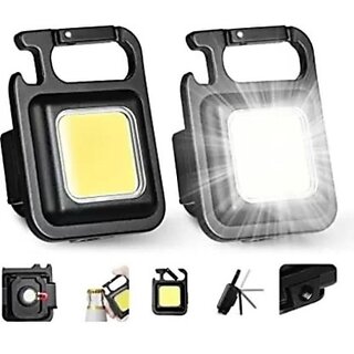 Kudos Rechargeable LED Keychain 3 Modes Flashlight with Bottle Opener - 8 cm (Black)