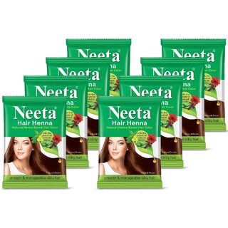 Neeta Natural Herbal Henna powder for hair with 5 herbs 25 gm each (Pack Of 8) (200 g)