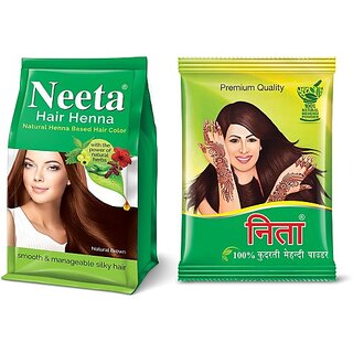 Neeta Henna Hair Color 125gm Comes With Natural Mehendi Powder (Natural Brown) (500 g)