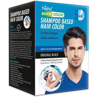 Nisha Quick Color Shampoo Based Hair Color For Men & Women Natural Looking Hair , Original Black 20ML Each Sachet (10 Sachet in 1 Box)