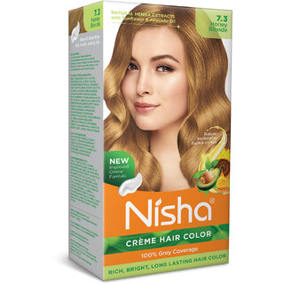 Nisha cream permanent hair color superior quality permanent Fashion Highlights and rich bright long-lasting colour Honey Blonde (pack of 1) , Honey Blonde