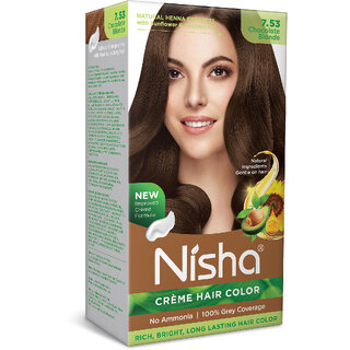 Nisha Cream Hair Color Rich Bright Long Lasting Hair Colouring For Ultra Soft Deep Shine 100% Grey Coverage Chocolate Blonde Pack of 1 , Chocolate Blonde